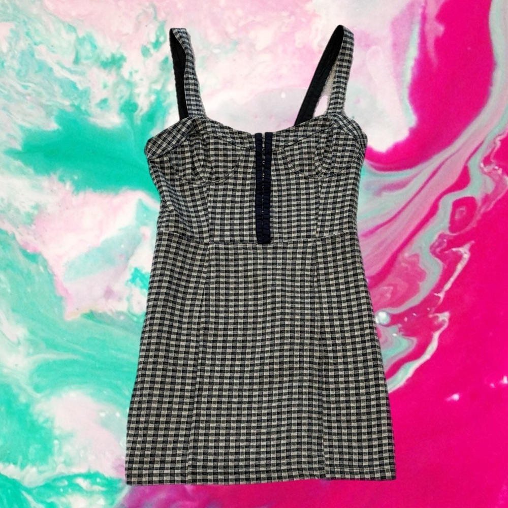 Super Cute Dress in Checkered Blue Size S-P from Intimately Free People